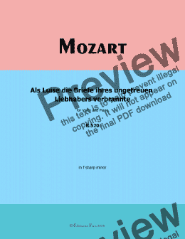 page one of W. A. Mozart-Als Luise die Briefe ihres ungetreuen Liebhabers verbrannte, in f sharp minor