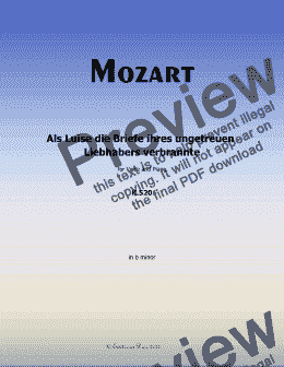 page one of W. A. Mozart-Als Luise die Briefe ihres ungetreuen Liebhabers verbrannte, in b minor