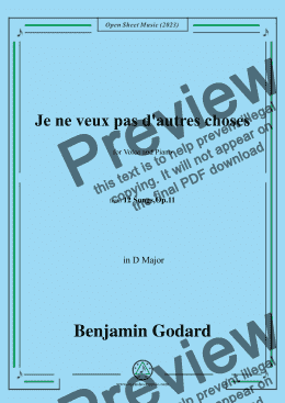 page one of B. Godard-Je ne veux pas d'autres choses,in D Major