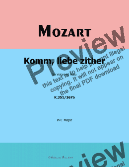 page one of W. A. Mozart-Komm,liebe zither,in C Major