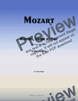 page one of W. A. Mozart-Komm,liebe zither,in E flat Major