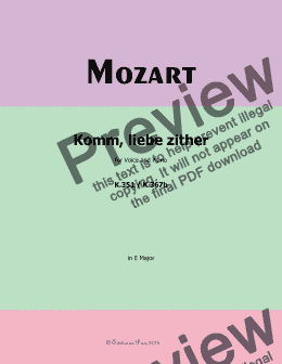 page one of W. A. Mozart-Komm,liebe zither,in E Major