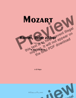 page one of W. A. Mozart-Komm,liebe zither,in B Major