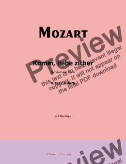 page one of W. A. Mozart-Komm,liebe zither,in A flat Major