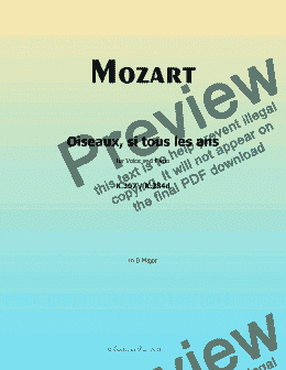 page one of W. A. Mozart-Oiseaux,si tous les ans,in D Major