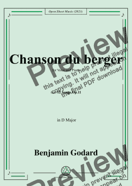 page one of B. Godard-Chanson du berger,in D Major,Op.11 No.5