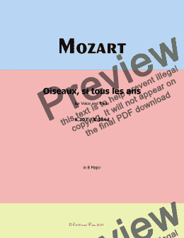 page one of W. A. Mozart-Oiseaux,si tous les ans,in B Major