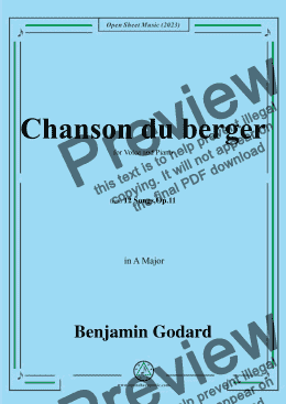 page one of B. Godard-Chanson du berger,in A Major,Op.11 No.5