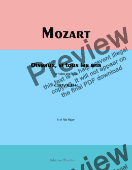 page one of W. A. Mozart-Oiseaux,si tous les ans,in A flat Major