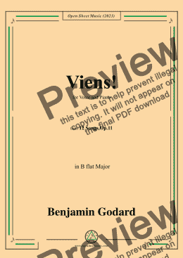 page one of B. Godard-Viens!(Komm!),in B flat Major,Op.11 No.3