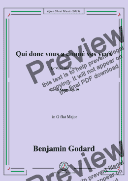 page one of B. Godard-Qui donc vous a donné vos yeux,in G flat Major,Op.19 No.8