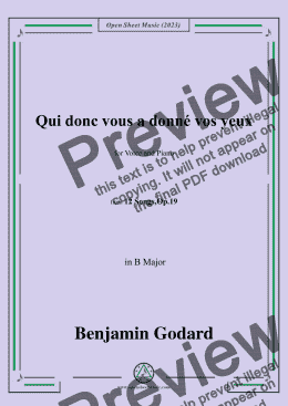 page one of B. Godard-Qui donc vous a donné vos yeux,in B Major,Op.19 No.8