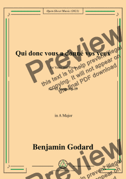 page one of B. Godard-Qui donc vous a donné vos yeux,in A Major,Op.19 No.8