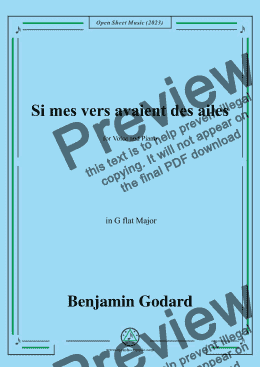 page one of B. Godard-Si mes vers avaient des ailes(Could my songs their way be winging),in G flat Major