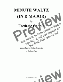 page one of "Minute Waltz" ("Valse du petit chien") [Transposed to D Major]