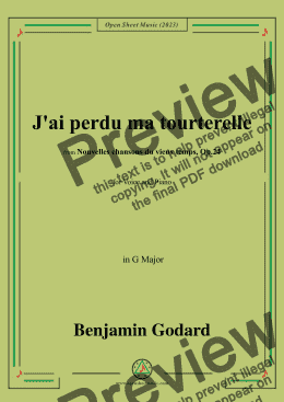 page one of B. Godard-J'ai perdu ma tourterelle,in G Major,Op.24 No.6