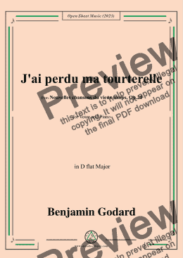 page one of B. Godard-J'ai perdu ma tourterelle,in D flat Major,Op.24 No.6