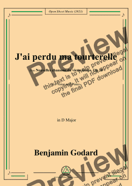 page one of B. Godard-J'ai perdu ma tourterelle,in D Major,Op.24 No.6