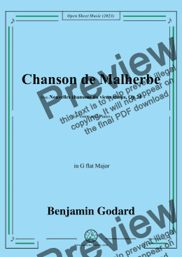 page one of B. Godard-Chanson de Malherbe,in G flat Major,Op.24 No.4