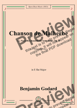 page one of B. Godard-Chanson de Malherbe,in E flat Major,Op.24 No.4