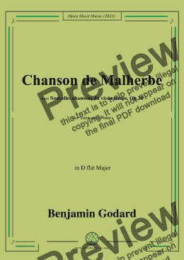 page one of B. Godard-Chanson de Malherbe,in D flat Major,Op.24 No.4