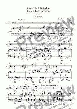 page one of Sonata No. 1 in F minor for trombone and piano, Op. 22 - II. Adagio