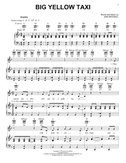 page one of Big Yellow Taxi (Piano, Vocal & Guitar Chords (Right-Hand Melody))