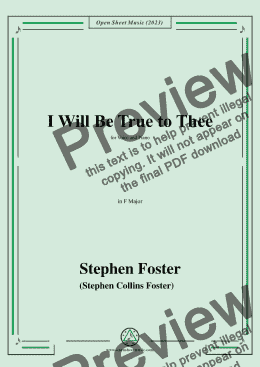 page one of S. Foster-I Will Be True to Thee,in F Major