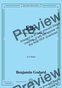 page one of B. Godard-Elle,Op.7 No.10,from '12 Morceaux pour chant et piano,Op.7',in E Major