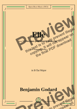 page one of B. Godard-Elle,Op.7 No.10,from '12 Morceaux pour chant et piano,Op.7',in B flat Major