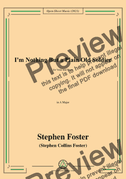 page one of S. Foster-I'm Nothing But a Plain Old Soldier,in A Major