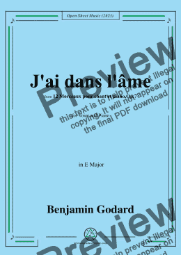 page one of B. Godard-J'ai dans l'âme,Op.7 No.9,from '12 Morceaux pour chant et piano,Op.7',in E Major