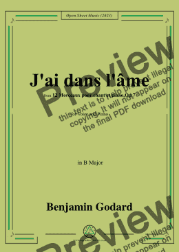 page one of B. Godard-J'ai dans l'âme,Op.7 No.9,from '12 Morceaux pour chant et piano,Op.7',in B Major