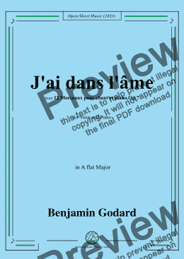 page one of B. Godard-J'ai dans l'âme,Op.7 No.9,from '12 Morceaux pour chant et piano,Op.7',in A flat Major