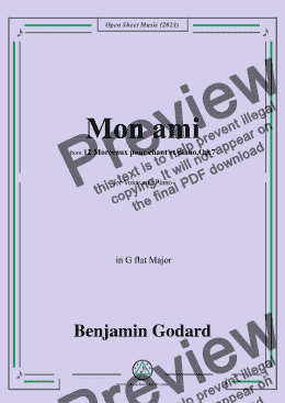 page one of B. Godard-Mon ami,Op.7 No.7,from '12 Morceaux pour chant et piano,Op.7',in G flat Major