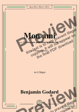 page one of B. Godard-Mon ami,Op.7 No.7,from '12 Morceaux pour chant et piano,Op.7',in G Major