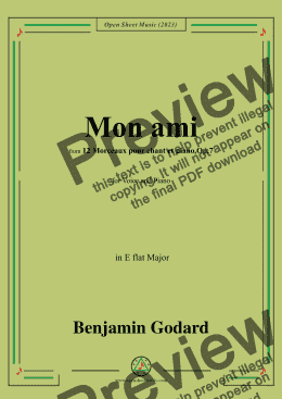 page one of B. Godard-Mon ami,Op.7 No.7,from '12 Morceaux pour chant et piano,Op.7',in E flat Major