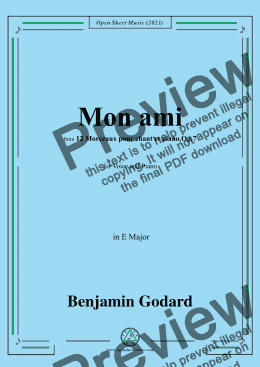 page one of B. Godard-Mon ami,Op.7 No.7,from '12 Morceaux pour chant et piano,Op.7',in E Major