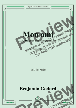 page one of B. Godard-Mon ami,Op.7 No.7,from '12 Morceaux pour chant et piano,Op.7',in D flat Major