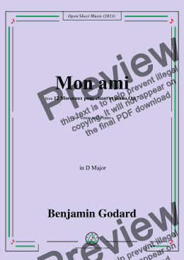 page one of B. Godard-Mon ami,Op.7 No.7,from '12 Morceaux pour chant et piano,Op.7',in D Major