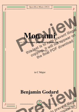 page one of B. Godard-Mon ami,Op.7 No.7,from '12 Morceaux pour chant et piano,Op.7',in C Major