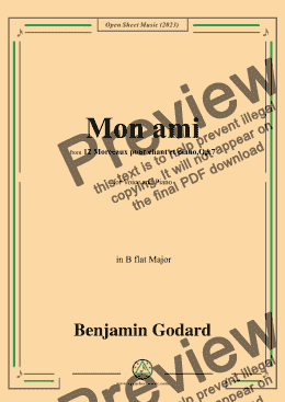 page one of B. Godard-Mon ami,Op.7 No.7,from '12 Morceaux pour chant et piano,Op.7',in B flat Major