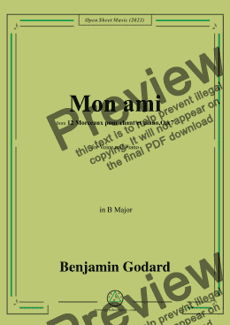 page one of B. Godard-Mon ami,Op.7 No.7,from '12 Morceaux pour chant et piano,Op.7',in B Major