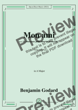 page one of B. Godard-Mon ami,Op.7 No.7,from '12 Morceaux pour chant et piano,Op.7',in A Major