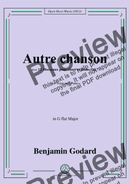 page one of B. Godard-Autre chanson,Op.7 No.5,from '12 Morceaux pour chant et piano,Op.7',in G flat Major