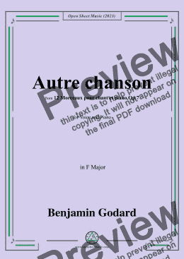 page one of B. Godard-Autre chanson,Op.7 No.5,from '12 Morceaux pour chant et piano,Op.7',in F Major