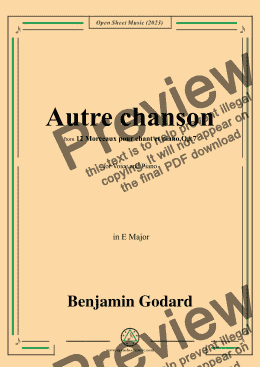 page one of B. Godard-Autre chanson,Op.7 No.5,from '12 Morceaux pour chant et piano,Op.7',in E Major