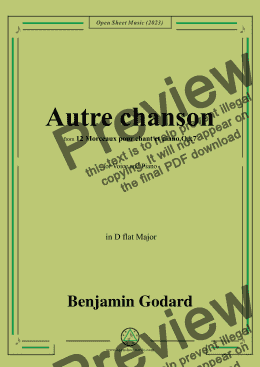 page one of B. Godard-Autre chanson,Op.7 No.5,from '12 Morceaux pour chant et piano,Op.7',in D flat Major