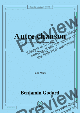 page one of B. Godard-Autre chanson,Op.7 No.5,from '12 Morceaux pour chant et piano,Op.7',in D Major