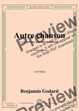 page one of B. Godard-Autre chanson,Op.7 No.5,from '12 Morceaux pour chant et piano,Op.7',in B Major